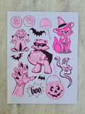90s Halloween RISO Print - Black and Pink