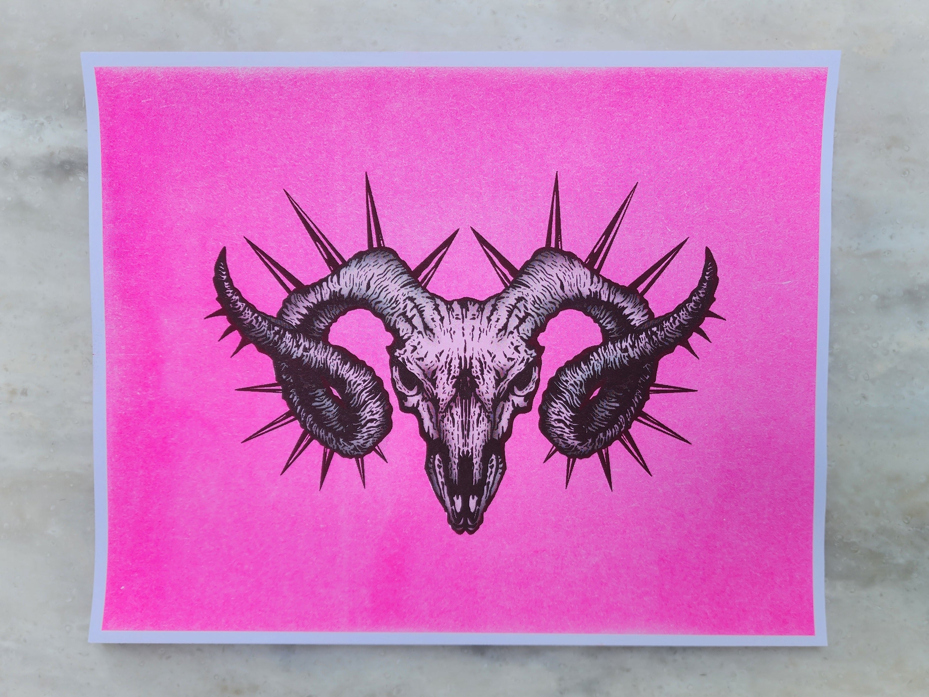 Studded Skull RISO Print